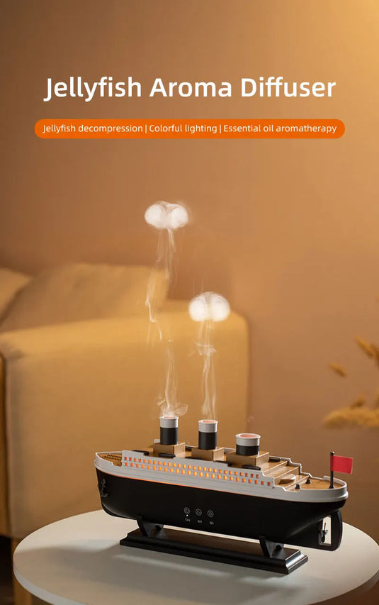 Retro Ship Jellyfish Aroma Diffuser & Ultrasonic Cool Mist Humidifier