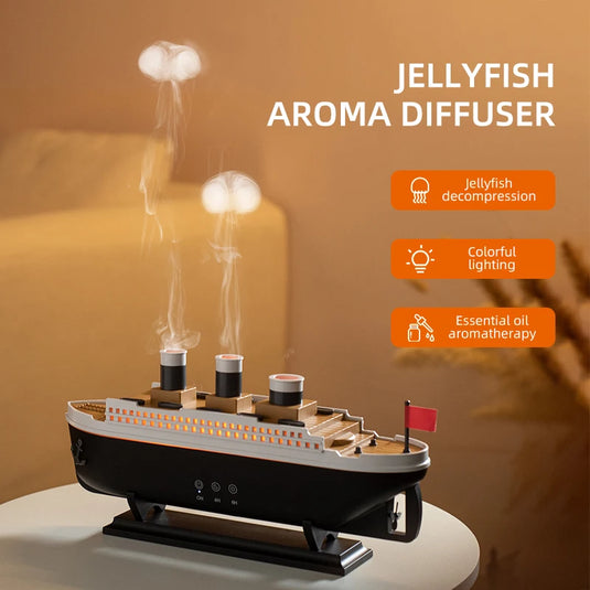 Retro Ship Jellyfish Aroma Diffuser & Ultrasonic Cool Mist Humidifier