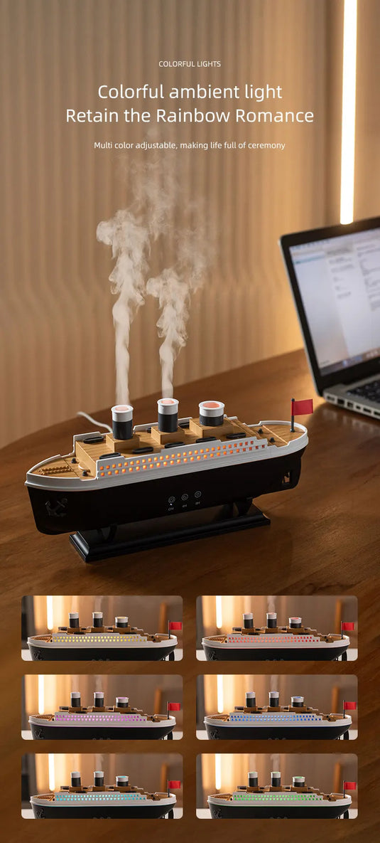Retro Ship Jellyfish Aroma Diffuser & Ultrasonic Cool Mist Humidifier