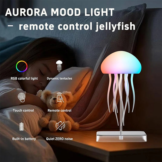 Rechargeable LED Jellyfish Lamp with Remote | Calming Mood Night Light