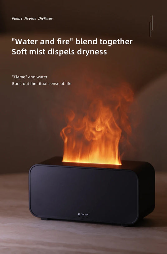 Colourful Flame Aroma Diffuser & Humidifier, Ultrasonic Mist & Timer