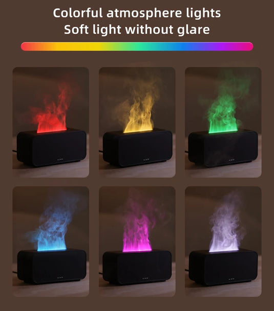 Colourful Flame Aroma Diffuser & Humidifier, Ultrasonic Mist & Timer