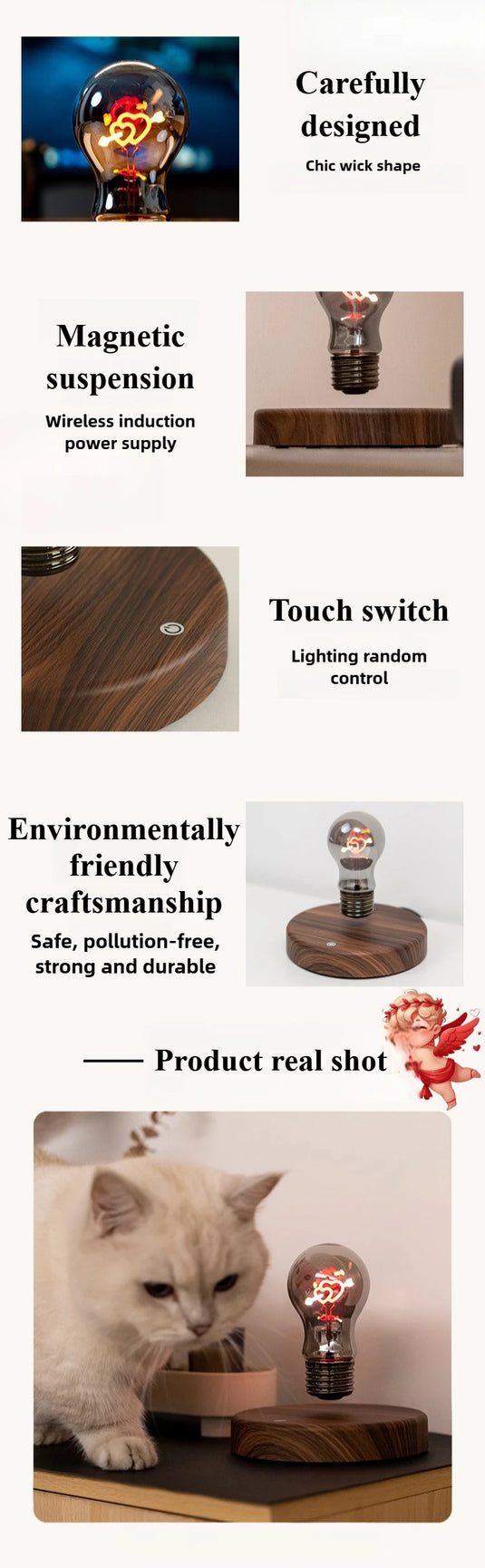 Magnetic Levitating 360° Rotation Light Bulb Lamp For Home Office Desk Decoration