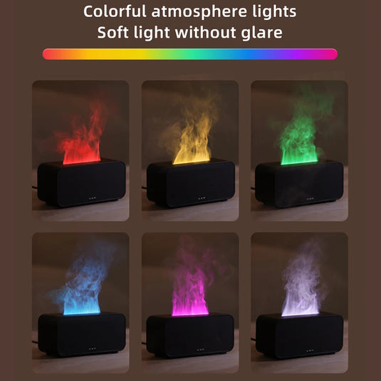 Colourful Flame Aroma Diffuser & Humidifier, Ultrasonic Mist & Timer