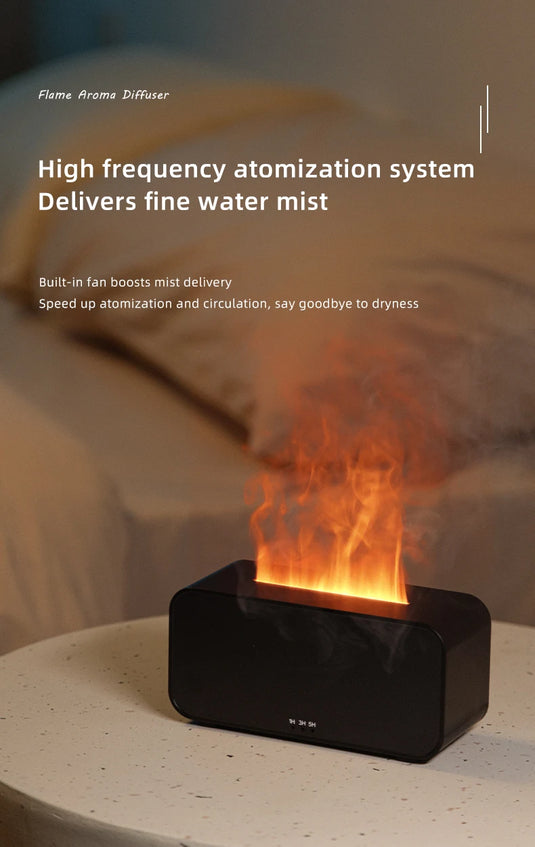 Colourful Flame Aroma Diffuser & Humidifier, Ultrasonic Mist & Timer