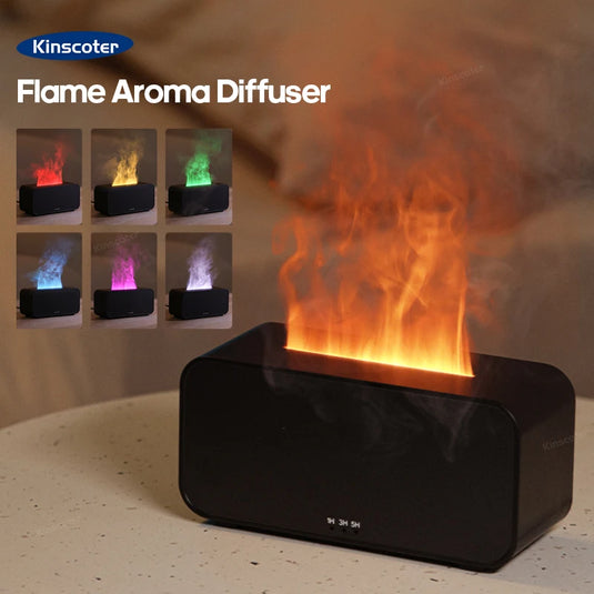 Colourful Flame Aroma Diffuser & Humidifier, Ultrasonic Mist & Timer
